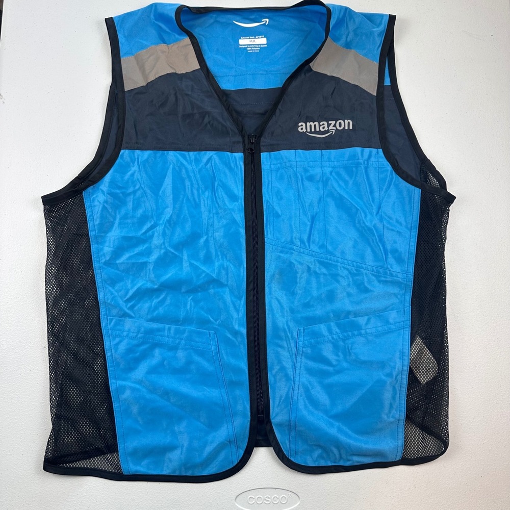 Amazon Vest Unisex M/L Blue Zip Up Delivery Driver Workwear Outdoor AFV01U